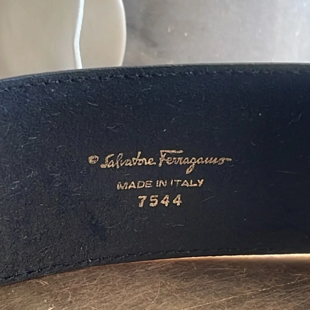 Salvatore Ferragamo Black Leather Hook and Loop 2” Belt